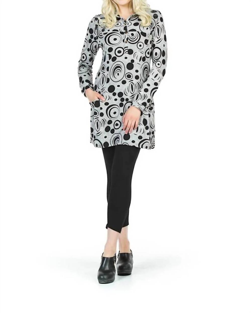NEW PAPILLON collared sweater dress in grey